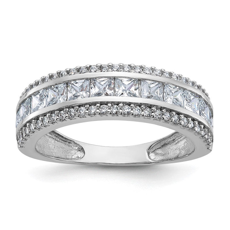 10K Weißgold Tiara Kollektion Poliert Zirkonia Ring