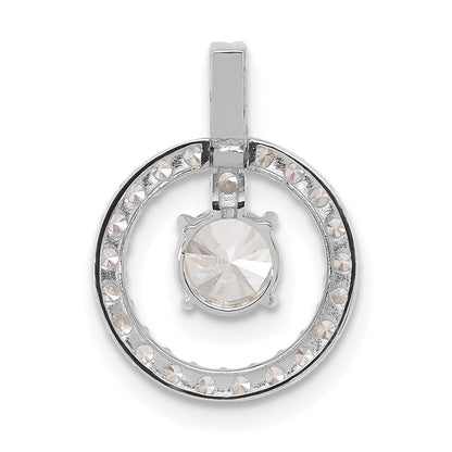10K Weißgold Tiara Kollektion Poliert Zirkonia Anhänger