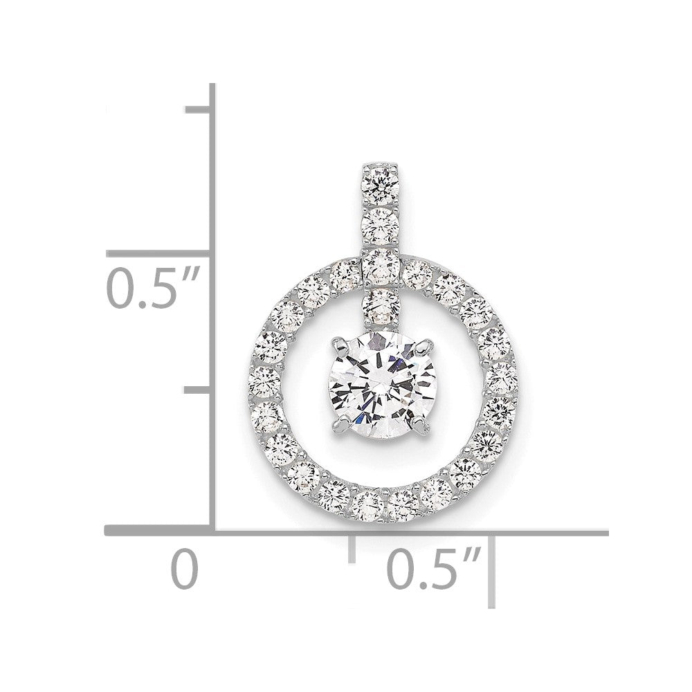 10K Weißgold Tiara Kollektion Poliert Zirkonia Anhänger