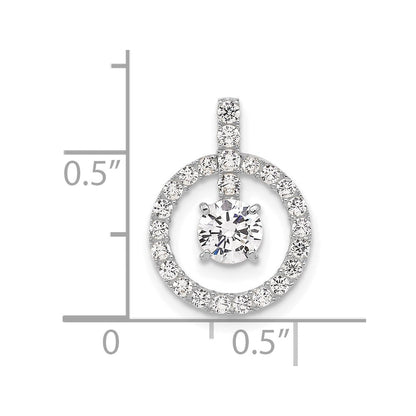 10K Weißgold Tiara Kollektion Poliert Zirkonia Anhänger