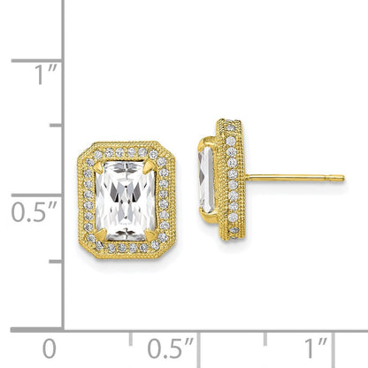 10K Gelbgold Tiara Kollektion Poliert Zirkonia Ohrringe