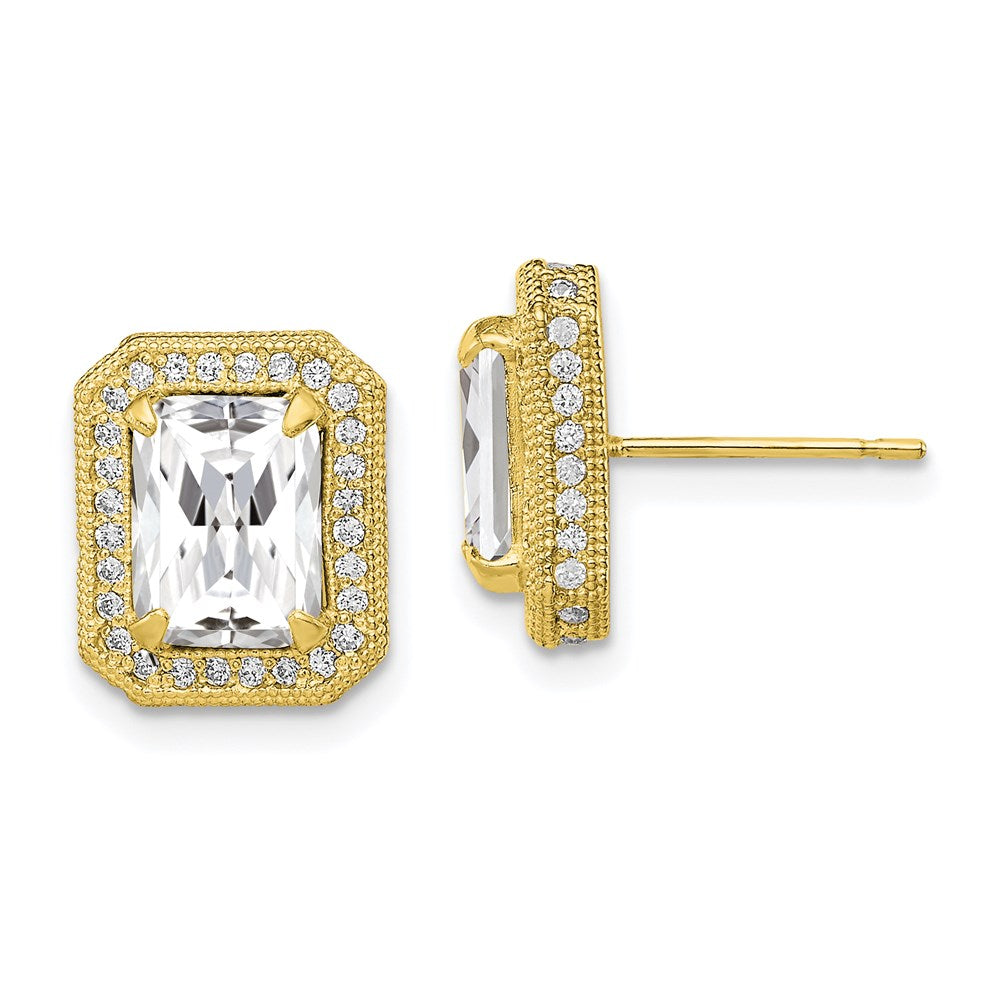 10K Gelbgold Tiara Kollektion Poliert Zirkonia Ohrringe