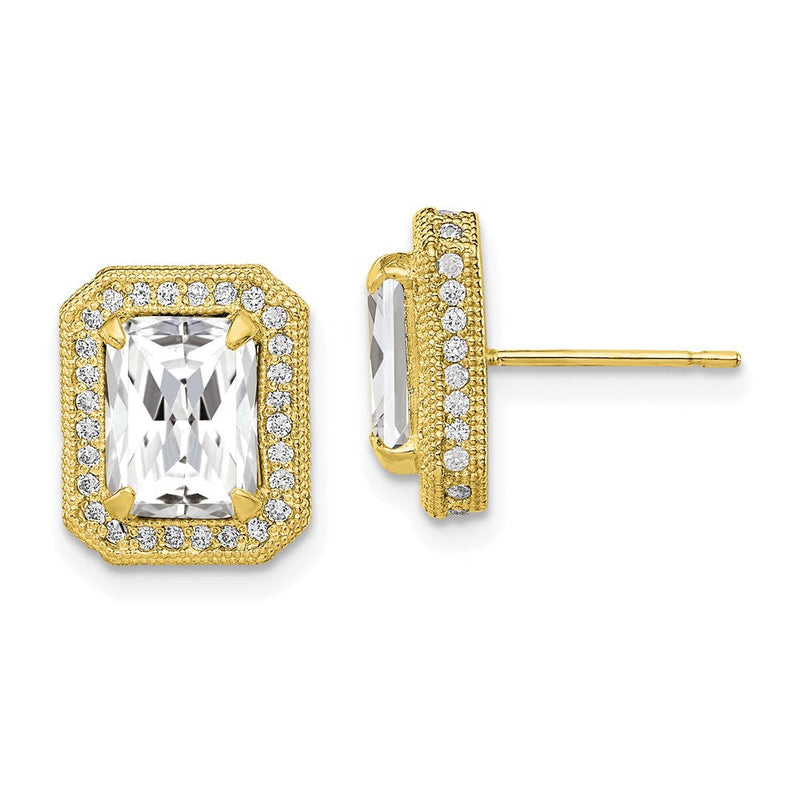 10K Gelbgold Tiara Kollektion Poliert Zirkonia Ohrringe