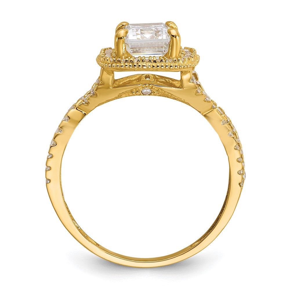 10K Gelbgold Tiara Kollektion Poliert Zirkonia Ring (size 7 Nur)