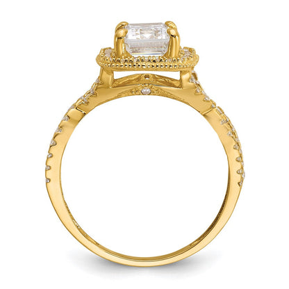 10K Gelbgold Tiara Kollektion Poliert Zirkonia Ring (size 7 Nur)