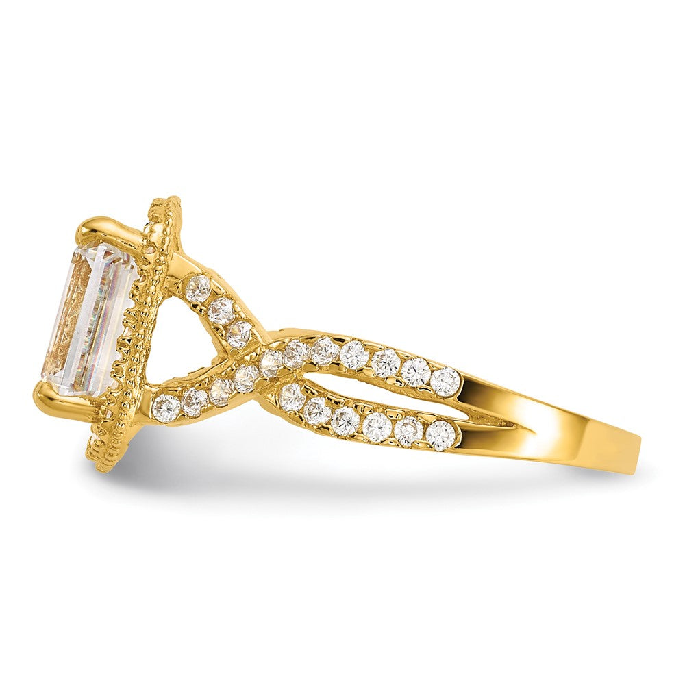 10K Gelbgold Tiara Kollektion Poliert Zirkonia Ring (size 7 Nur)