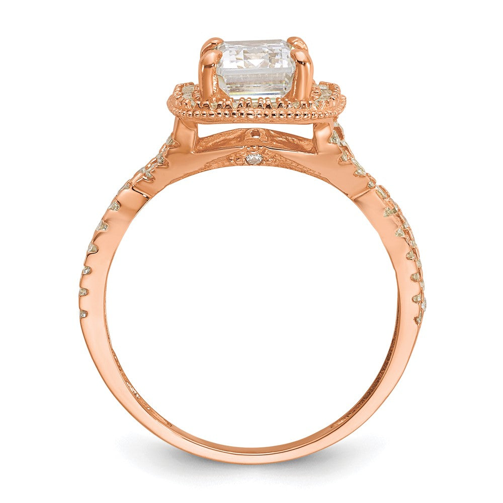10K Roségold Tiara Kollektion Poliert Zirkonia Ring (size 7 Nur)