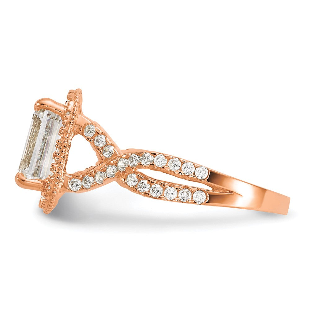 10K Roségold Tiara Kollektion Poliert Zirkonia Ring (size 7 Nur)