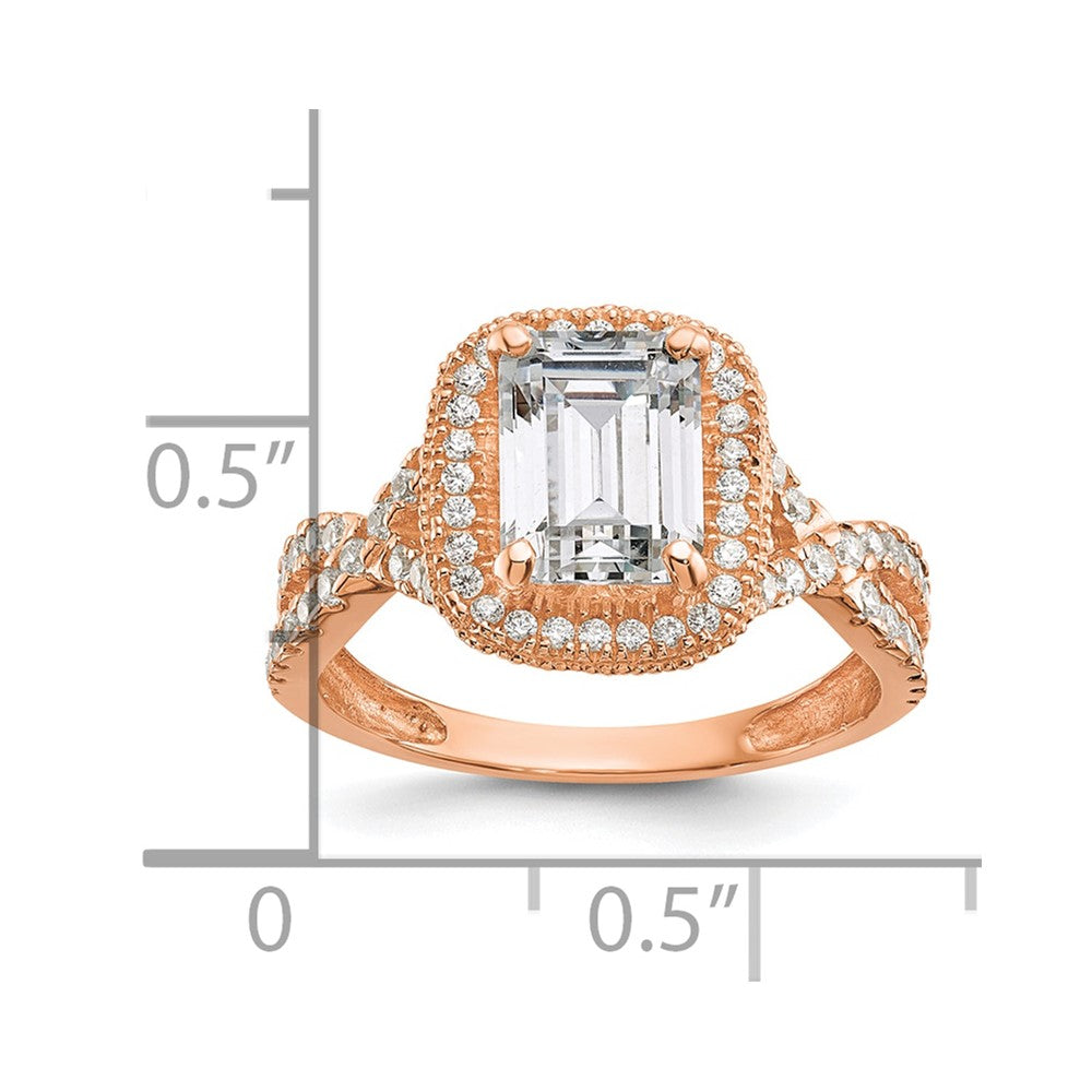 10K Roségold Tiara Kollektion Poliert Zirkonia Ring (size 7 Nur)