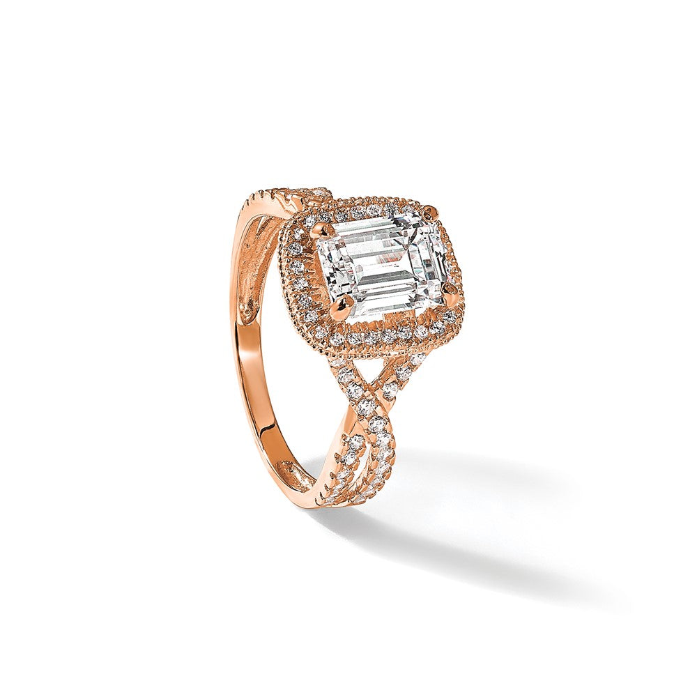 10K Roségold Tiara Kollektion Poliert Zirkonia Ring (size 7 Nur)