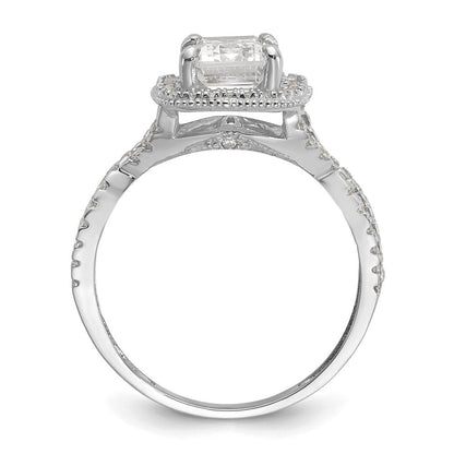 10K Weißgold Tiara Kollektion Poliert Zirkonia Ring