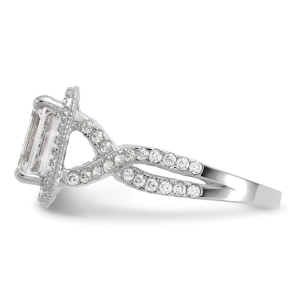 10K Weißgold Tiara Kollektion Poliert Zirkonia Ring