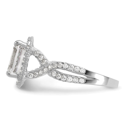 10K Weißgold Tiara Kollektion Poliert Zirkonia Ring