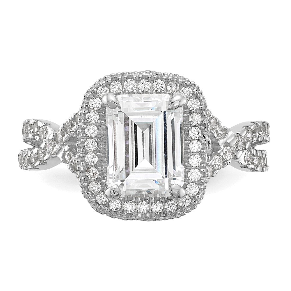 10K Weißgold Tiara Kollektion Poliert Zirkonia Ring