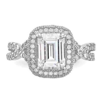 10K Weißgold Tiara Kollektion Poliert Zirkonia Ring