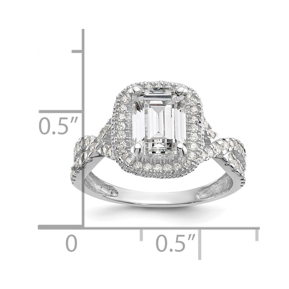 10K Weißgold Tiara Kollektion Poliert Zirkonia Ring