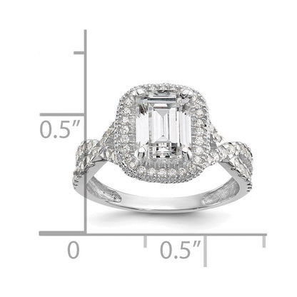 10K Weißgold Tiara Kollektion Poliert Zirkonia Ring