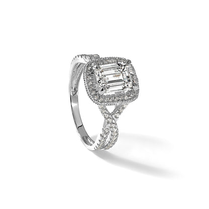 10K Weißgold Tiara Kollektion Poliert Zirkonia Ring