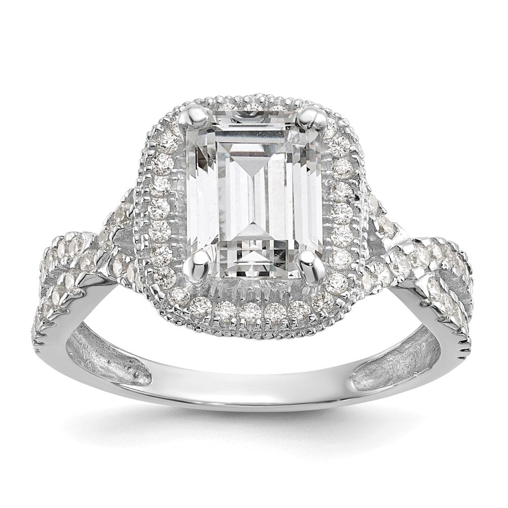 10K Weißgold Tiara Kollektion Poliert Zirkonia Ring