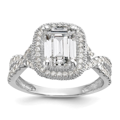 10K Weißgold Tiara Kollektion Poliert Zirkonia Ring