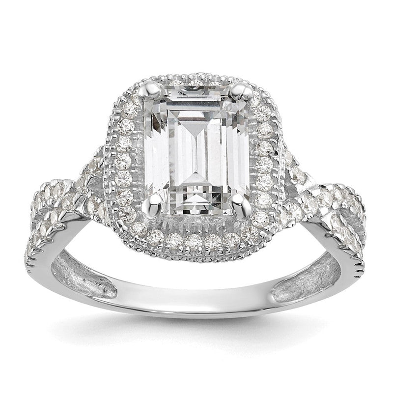 10K Weißgold Tiara Kollektion Poliert Zirkonia Ring