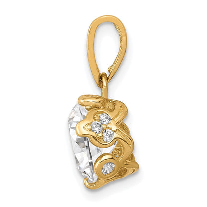 10K Gelbgold Tiara Kollektion Poliert Zirkonia Anhänger