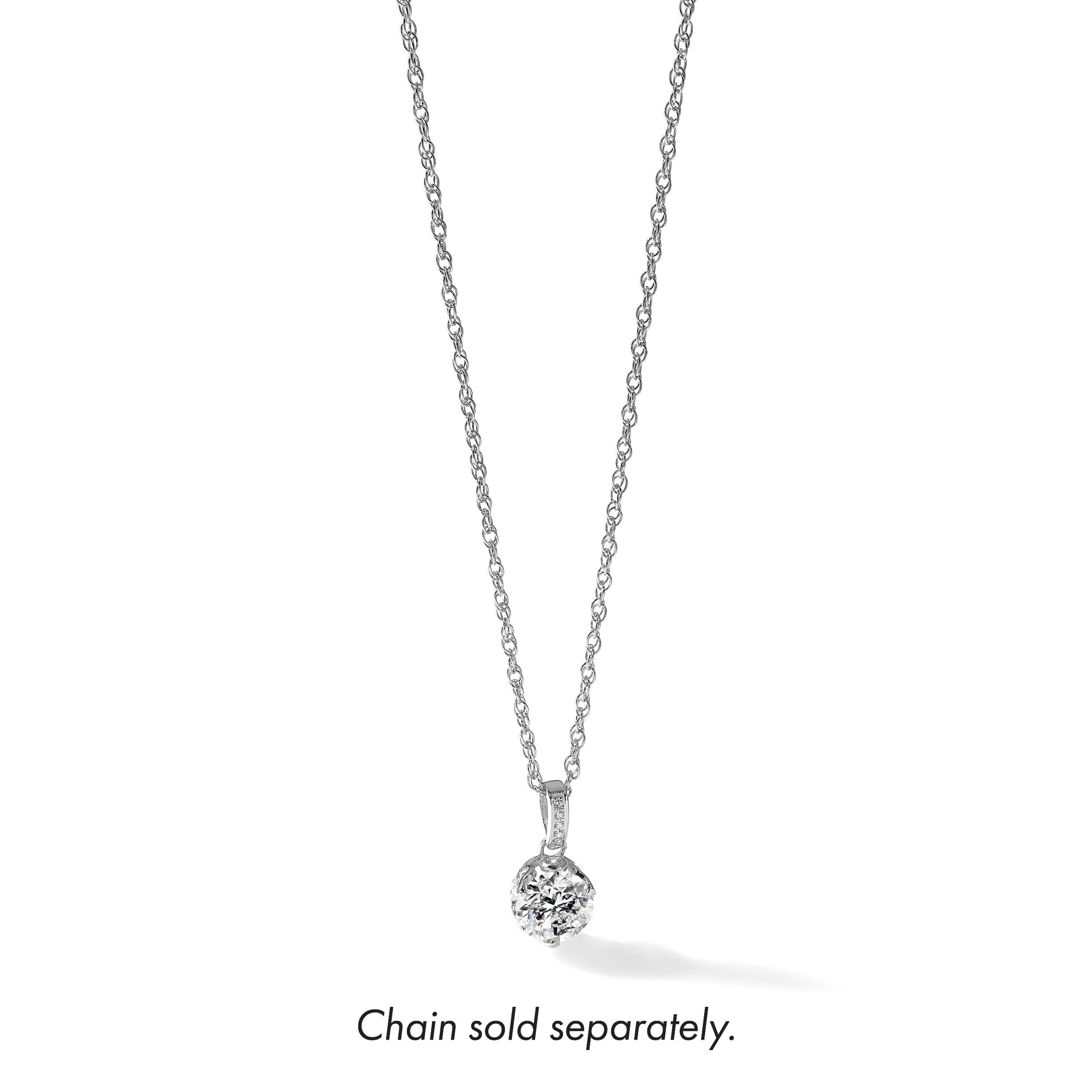 10K Weißgold Tiara Kollektion Poliert Zirkonia Anhänger