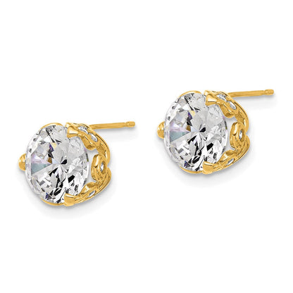10K Gelbgold Tiara Kollektion Poliert Zirkonia Ohrstecker