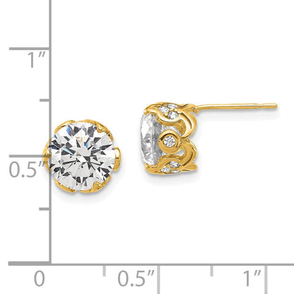 10K Gelbgold Tiara Kollektion Poliert Zirkonia Ohrstecker