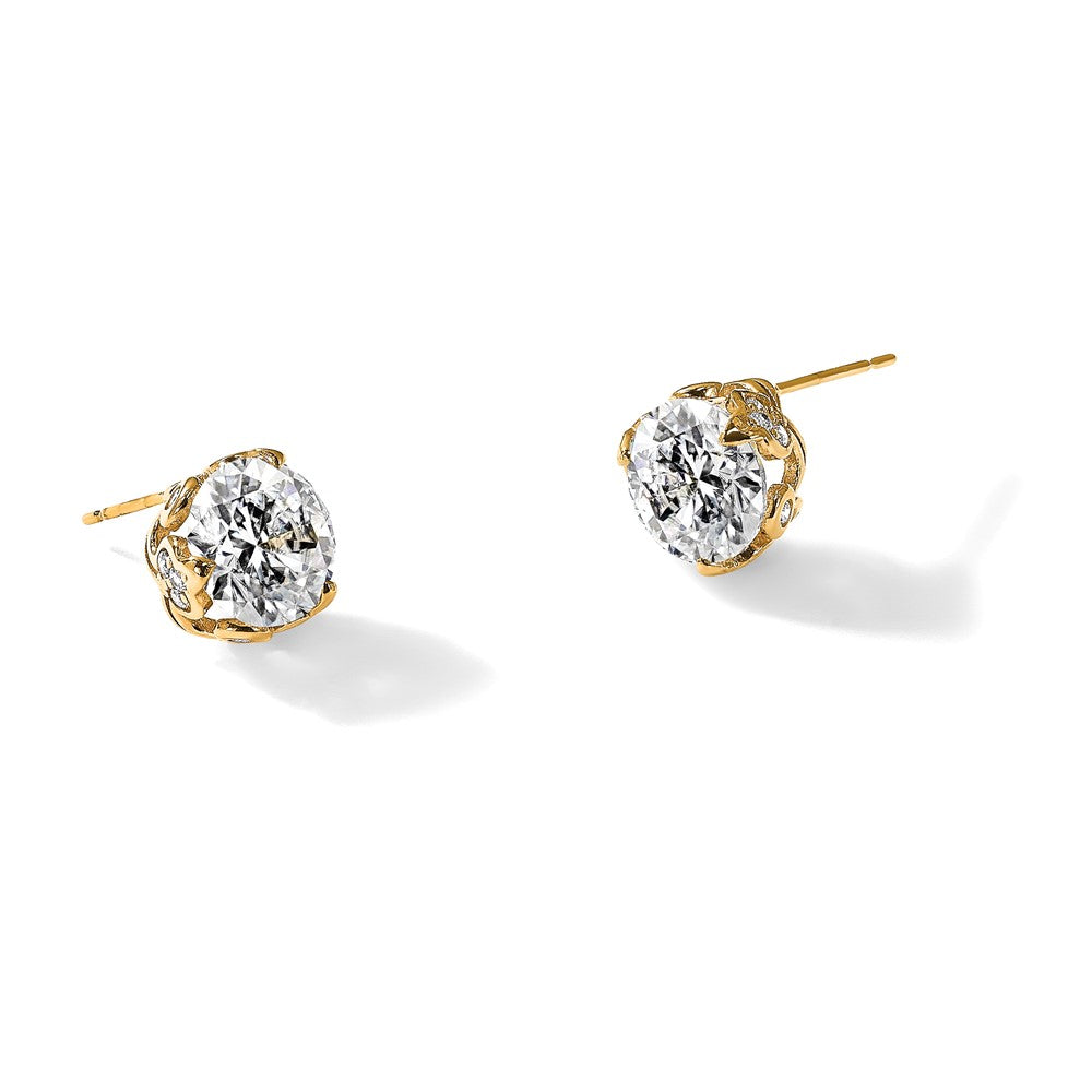 10K Gelbgold Tiara Kollektion Poliert Zirkonia Ohrstecker