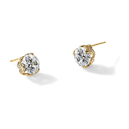 10K Gelbgold Tiara Kollektion Poliert Zirkonia Ohrstecker