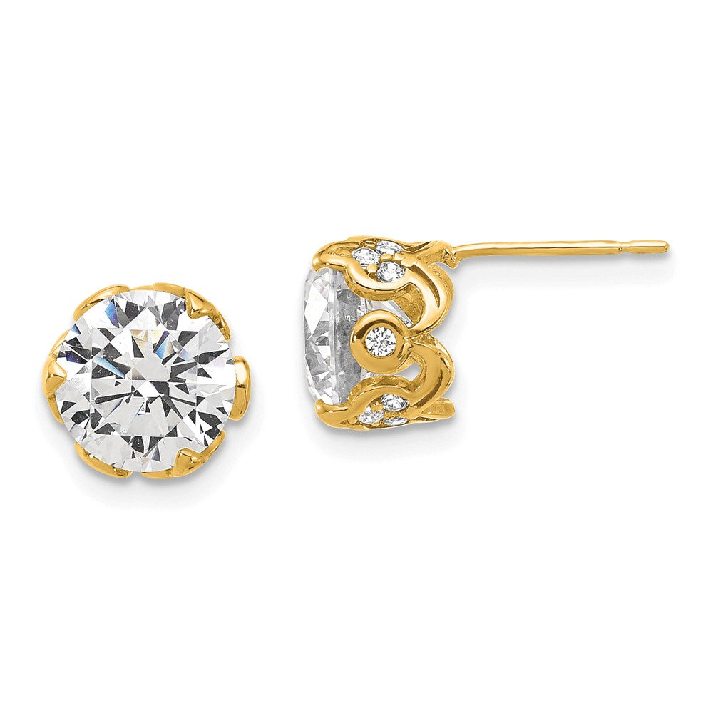 10K Gelbgold Tiara Kollektion Poliert Zirkonia Ohrstecker