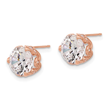 10K Roségold Tiara Kollektion Poliert Zirkonia Ohrstecker