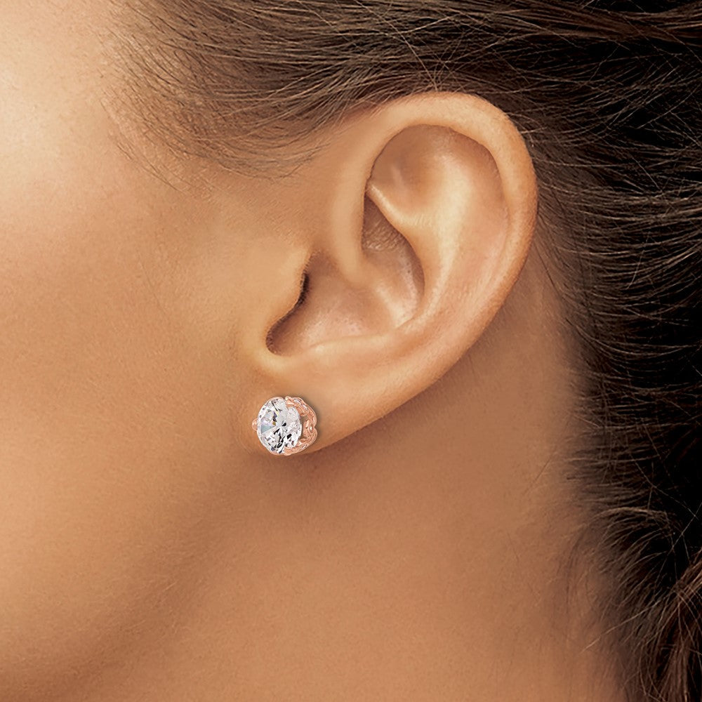 10K Roségold Tiara Kollektion Poliert Zirkonia Ohrstecker