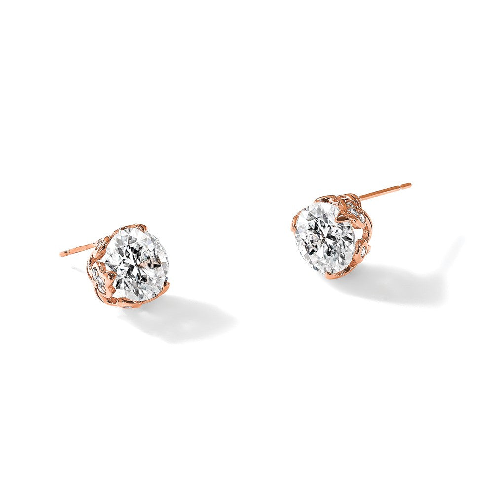 10K Roségold Tiara Kollektion Poliert Zirkonia Ohrstecker