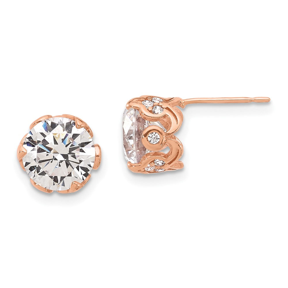 10K Roségold Tiara Kollektion Poliert Zirkonia Ohrstecker