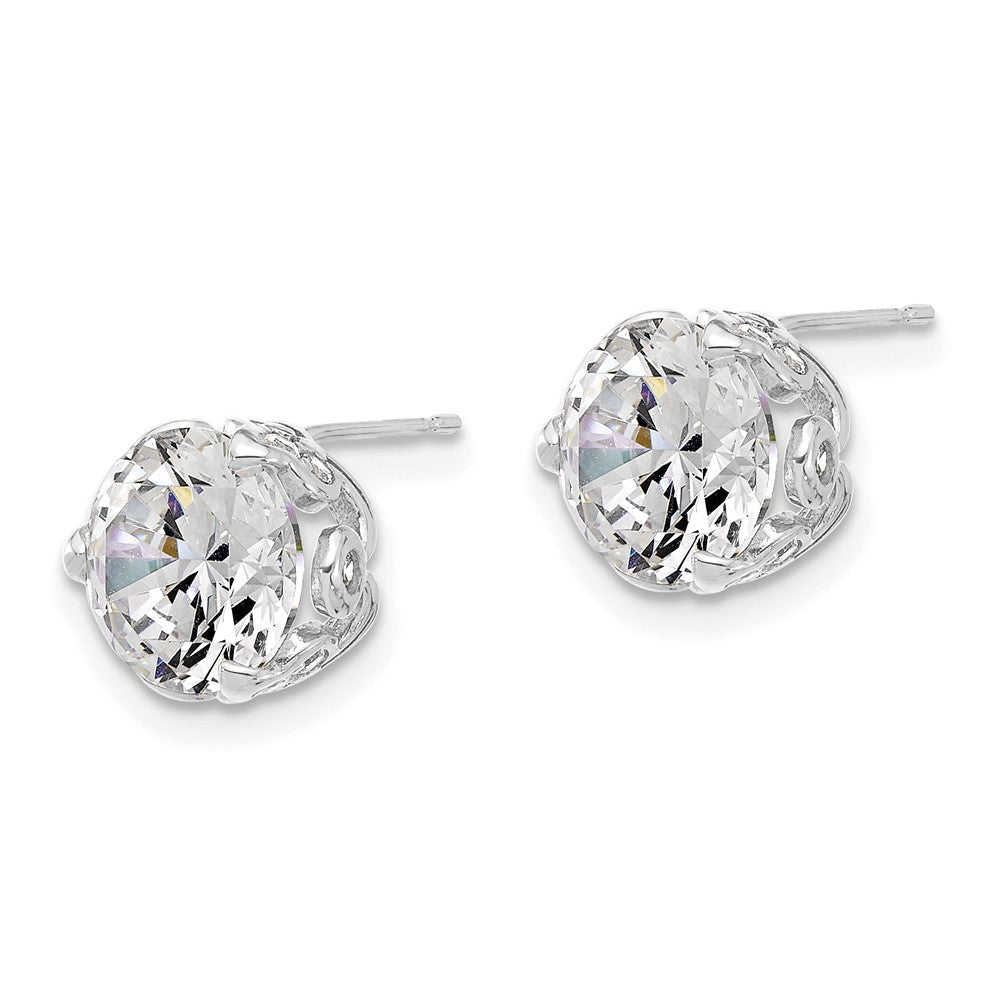 10K Weißgold Tiara Kollektion Poliert Zirkonia Ohrstecker