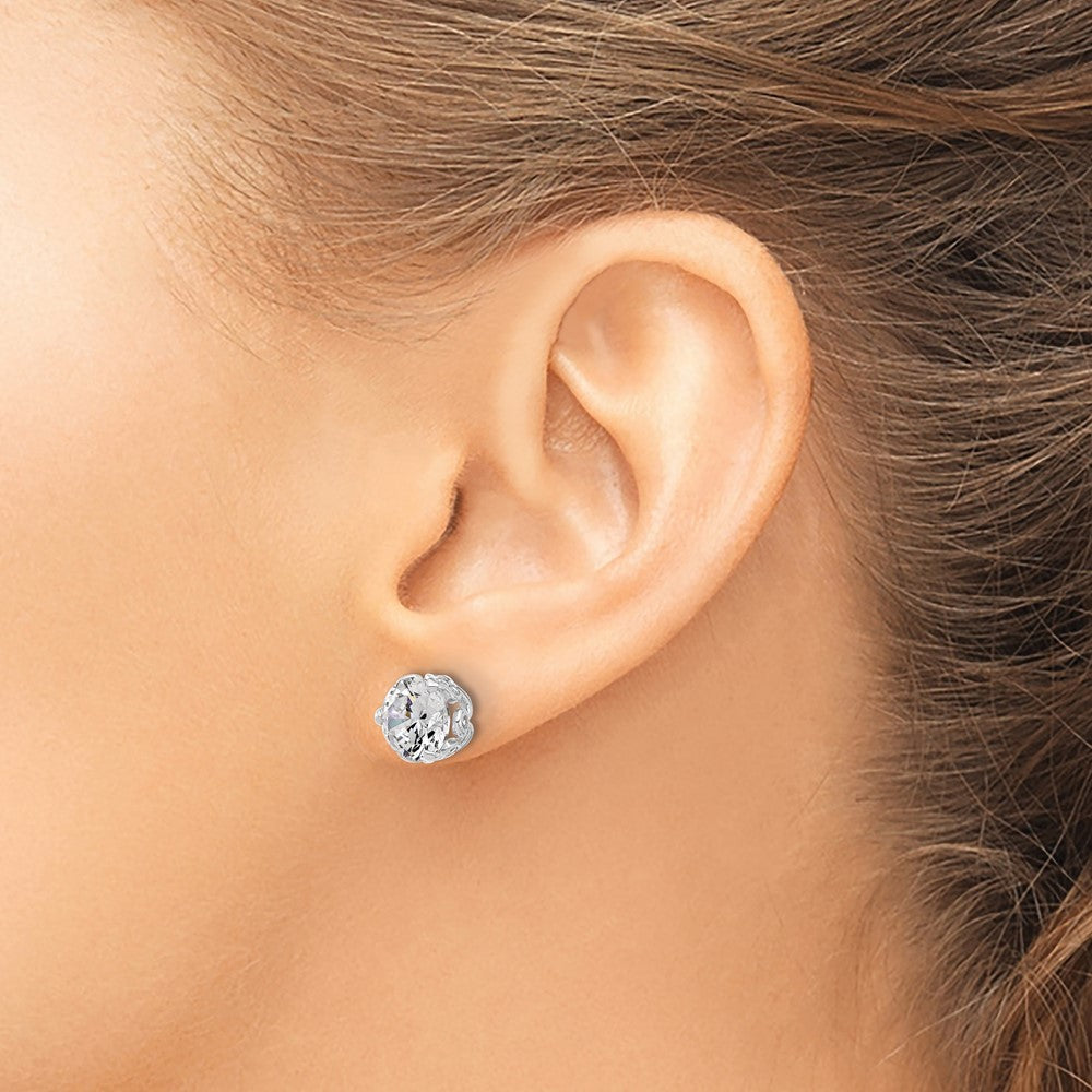 10K Weißgold Tiara Kollektion Poliert Zirkonia Ohrstecker