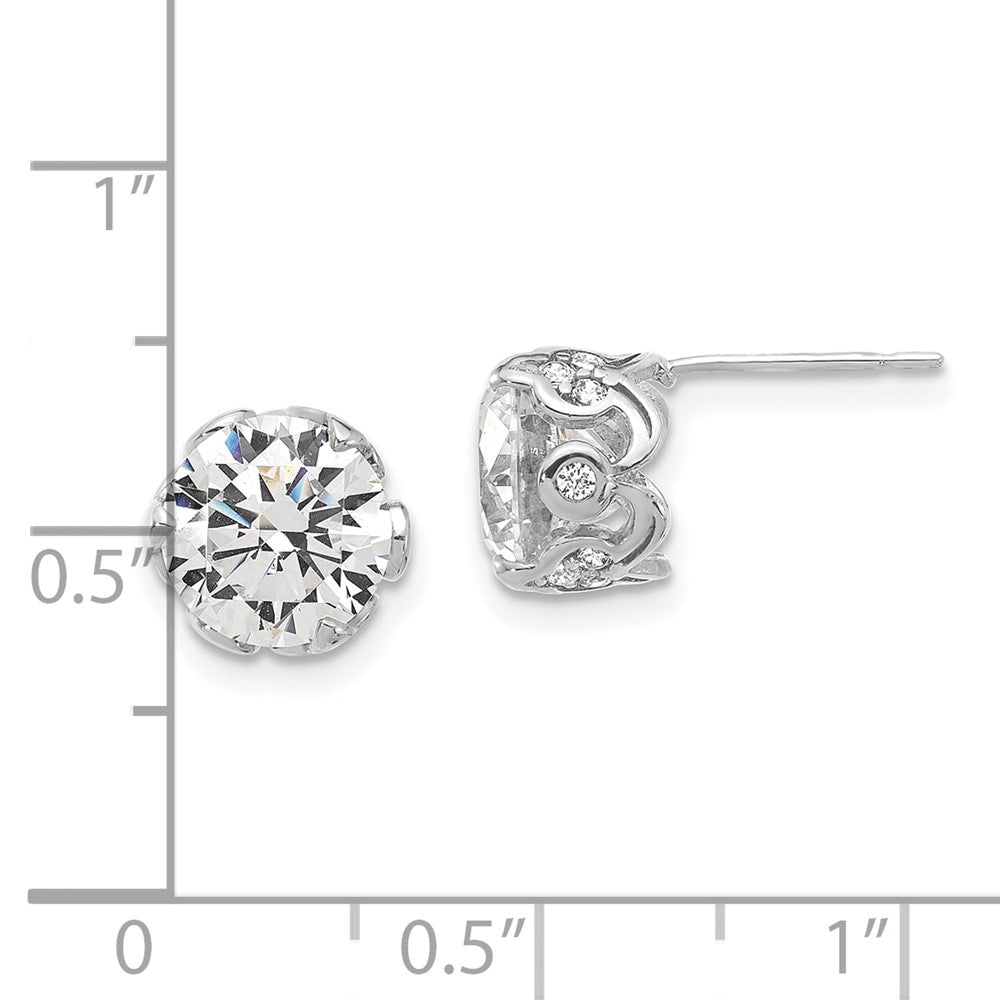 10K Weißgold Tiara Kollektion Poliert Zirkonia Ohrstecker