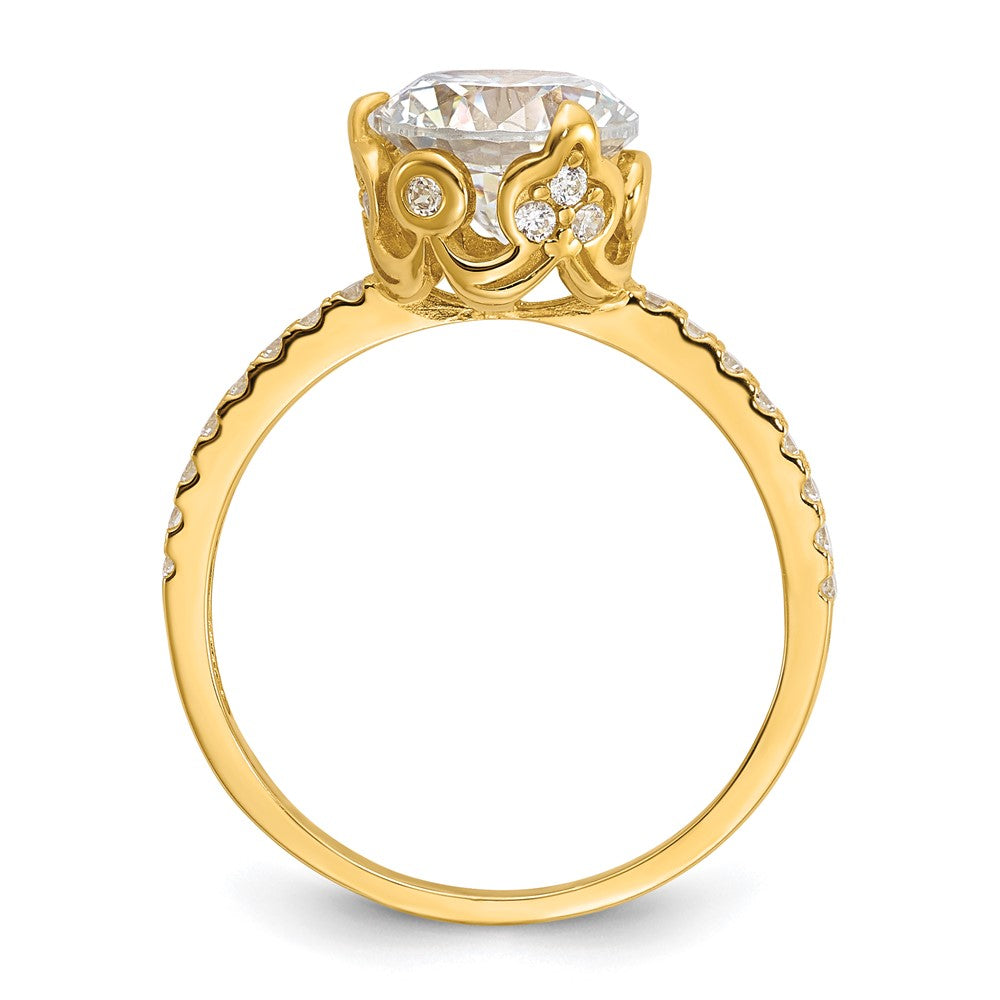 10K Gelbgold Tiara Kollektion Poliert Zirkonia Ring