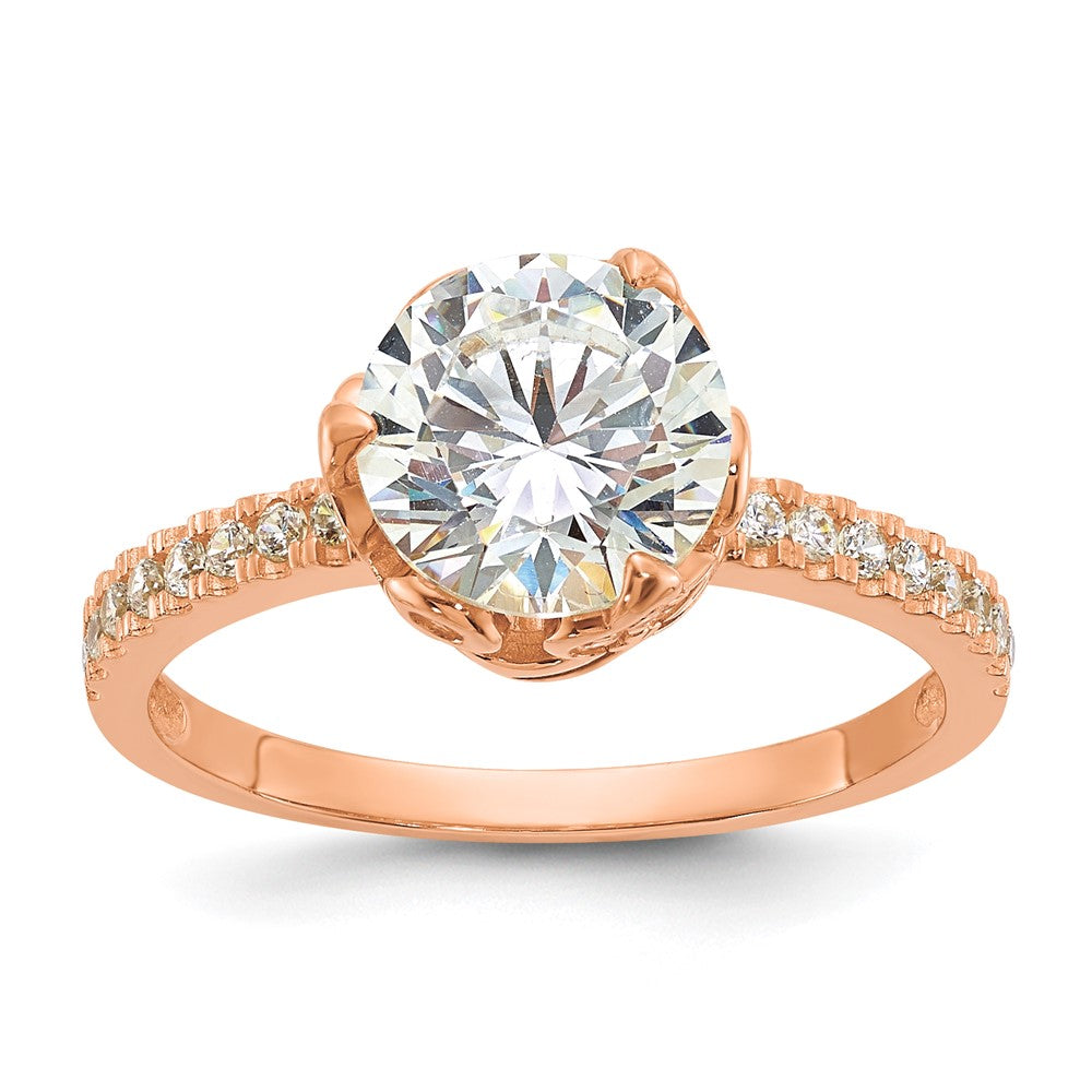 10K Gelbgold Tiara Kollektion Poliert Zirkonia Ring