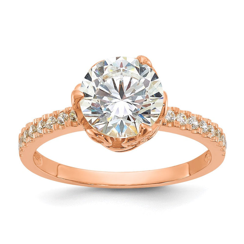 10K Gelbgold Tiara Kollektion Poliert Zirkonia Ring
