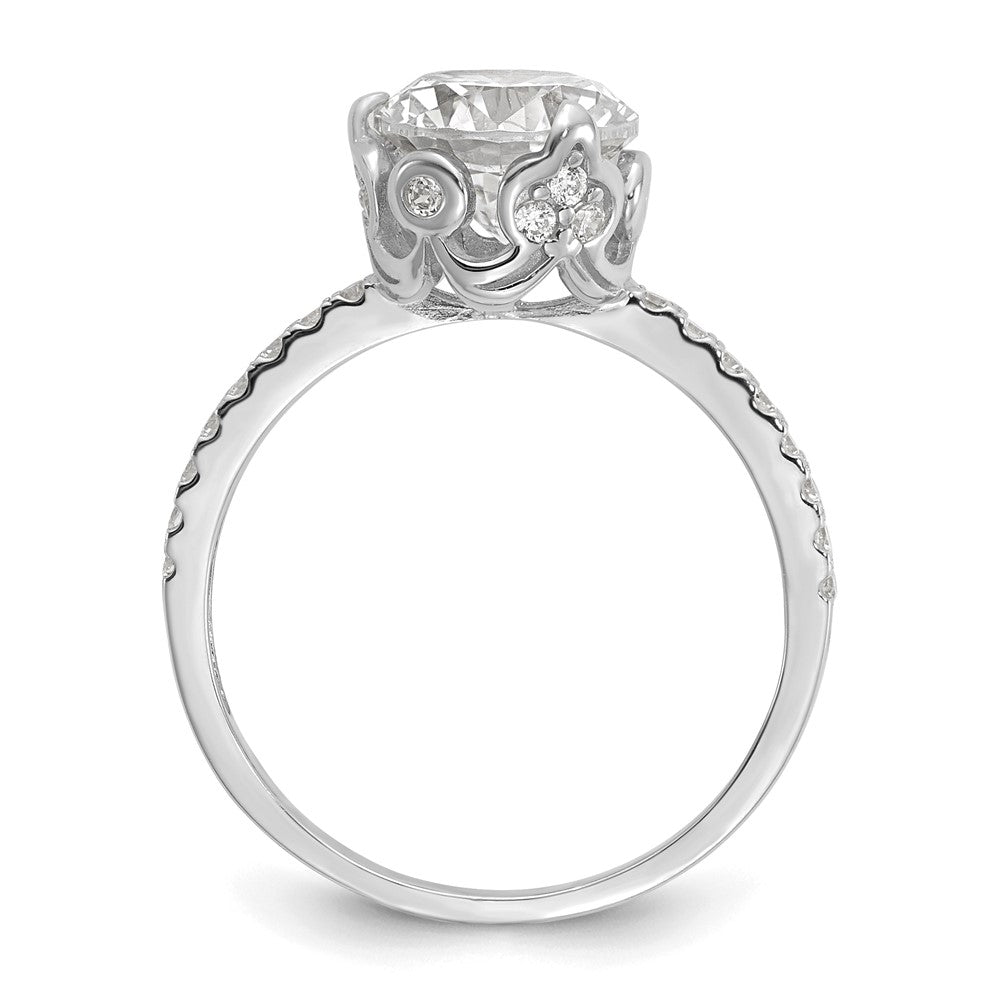 10K Weißgold Tiara Kollektion Poliert Zirkonia Ring (size 7 Nur)