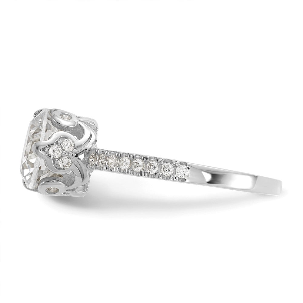 10K Weißgold Tiara Kollektion Poliert Zirkonia Ring (size 7 Nur)