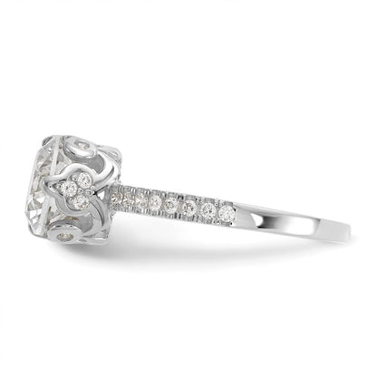 10K Weißgold Tiara Kollektion Poliert Zirkonia Ring (size 7 Nur)
