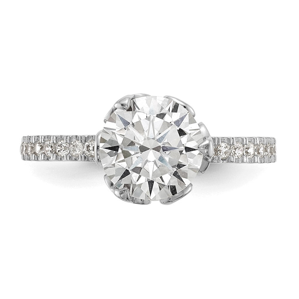 10K Weißgold Tiara Kollektion Poliert Zirkonia Ring (size 7 Nur)