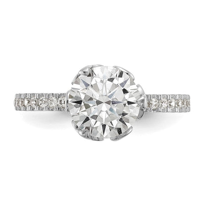 10K Weißgold Tiara Kollektion Poliert Zirkonia Ring (size 7 Nur)