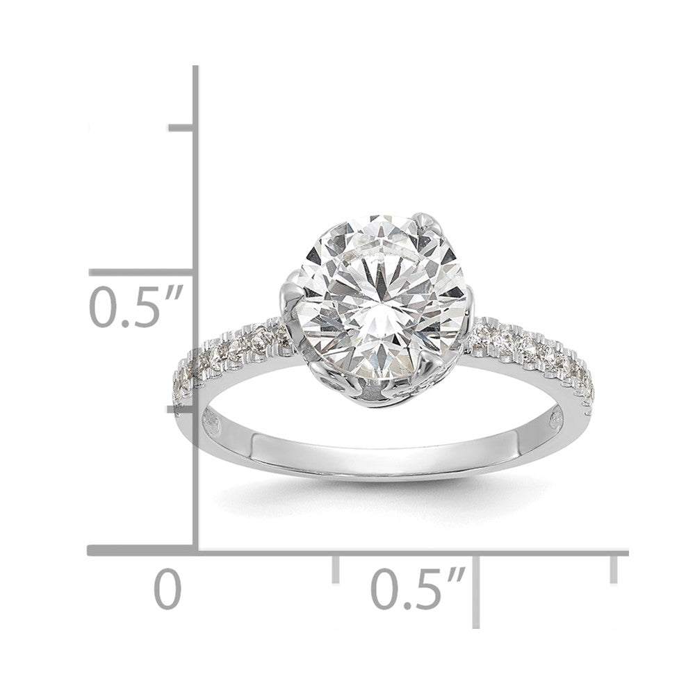 10K Weißgold Tiara Kollektion Poliert Zirkonia Ring (size 7 Nur)