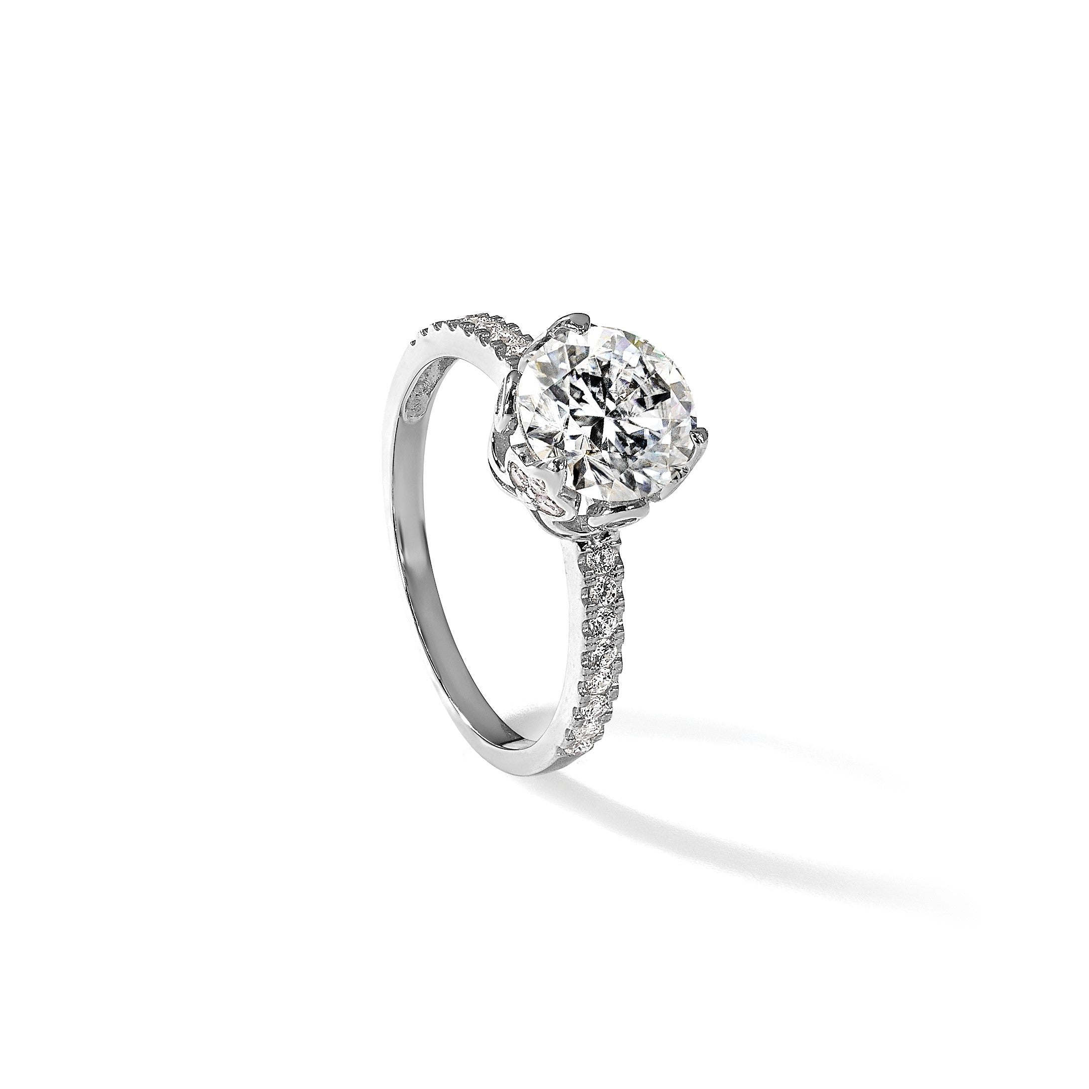 10K Weißgold Tiara Kollektion Poliert Zirkonia Ring (size 7 Nur)
