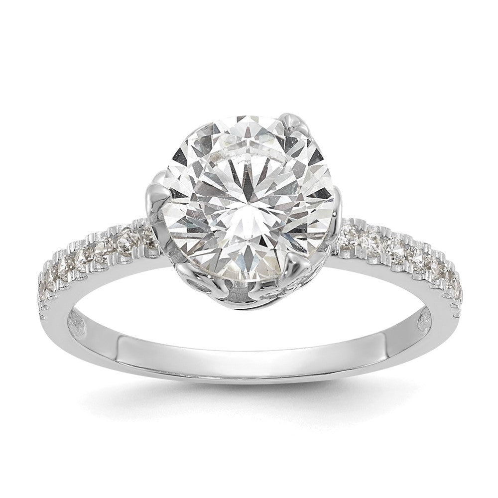 10K Weißgold Tiara Kollektion Poliert Zirkonia Ring (size 7 Nur)